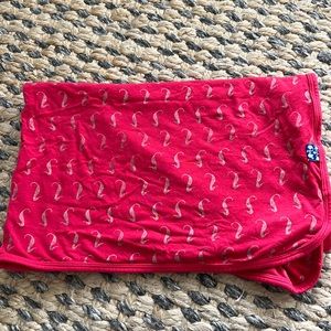 Kickee Pants Swaddle Blanket • Pink With Metallic Seahorses